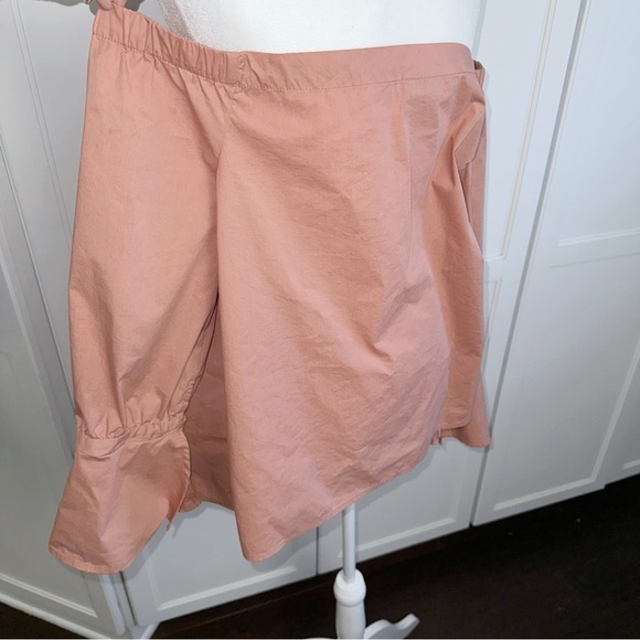 Bobeau Off the Shoulder Coye Flare Cuffs Poplin Shirt Large Melon Pink - Picture 3 of 11
